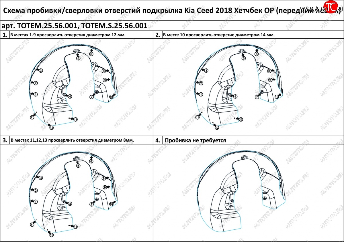 4 599 р. Правый подкрылок передний TOTEM (с шумоизоляцией) KIA Ceed 3 CD универсал (2018-2024)  с доставкой в г. Тамбов