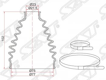 429 р. Пыльник ШРУСа (наружный) SAT (2 хомута. резина) Mazda 3/Axela BK дорестайлинг, хэтчбэк (2003-2006)  с доставкой в г. Тамбов. Увеличить фотографию 1