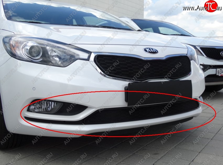 1 469 р. Нижняя защитная сетка на бампер Russtal (черная) KIA Cerato 3 YD дорестайлинг седан (2013-2016)  с доставкой в г. Тамбов