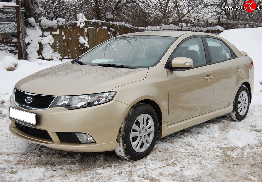 4 599 р. Накладка на передний бампер GT Dynamics KIA Cerato 2 TD седан (2008-2013) (Неокрашенная)  с доставкой в г. Тамбов