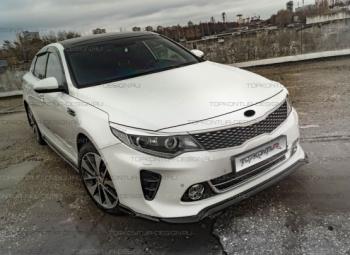 8 499 р. Юбка переднего бампера (только GT-Line бампер) TopKontur Design KIA Optima 4 JF дорестайлинг седан (2016-2018) (Неокрашенная)  с доставкой в г. Тамбов. Увеличить фотографию 1