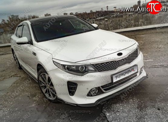 8 499 р. Юбка переднего бампера (только GT-Line бампер) TopKontur Design KIA Optima 4 JF дорестайлинг седан (2016-2018) (Неокрашенная)  с доставкой в г. Тамбов