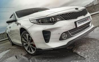 8 499 р. Юбка переднего бампера (только GT-Line бампер) TopKontur Design KIA Optima 4 JF дорестайлинг седан (2016-2018) (Неокрашенная)  с доставкой в г. Тамбов. Увеличить фотографию 2