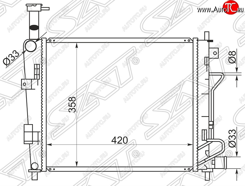 5 249 р. Радиатор двигателя SAT  KIA Picanto ( 2 TA хэтчбэк 5 дв.,  2 TA хэтчбэк 3 дв.) (2011-2017) дорестайлинг, дорестайлинг, рестайлинг, рестайлинг  с доставкой в г. Тамбов