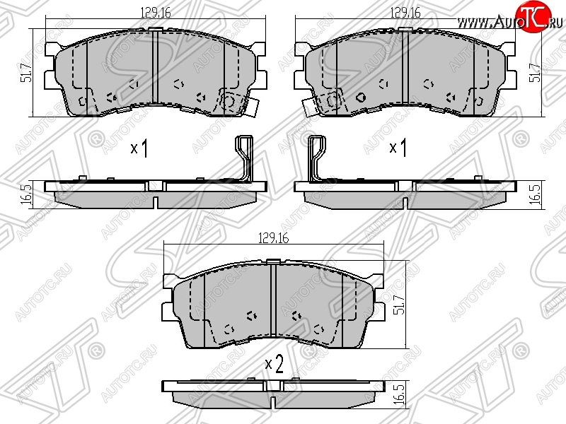 1 059 р. Колодки тормозные SAT (передние) KIA Rio 1 DC дорестайлинг седан (2000-2002)  с доставкой в г. Тамбов