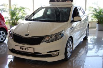 6 699 р. Накладка переднего бампера LitCompany KIA Rio 3 QB рестайлинг седан (2015-2017) (Неокрашенная)  с доставкой в г. Тамбов. Увеличить фотографию 2