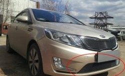 Нижняя защитная сетка на бампер Russtal (черная) KIA Rio 3 QB дорестайлинг седан (2011-2015)