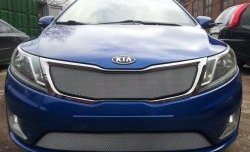 1 539 р. Нижняя сетка на бампер Russtal (хром)  KIA Rio  3 QB (2011-2015) дорестайлинг седан, дорестайлингхэтчбек5дв.  с доставкой в г. Тамбов. Увеличить фотографию 2