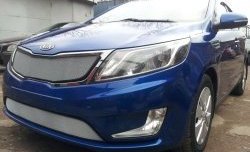 1 539 р. Нижняя сетка на бампер Russtal (хром)  KIA Rio  3 QB (2011-2015) дорестайлинг седан, дорестайлингхэтчбек5дв.  с доставкой в г. Тамбов. Увеличить фотографию 1