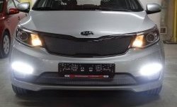 1 539 р. Нижняя сетка на бампер Russtal (хром) KIA Rio 3 QB рестайлинг седан (2015-2017)  с доставкой в г. Тамбов. Увеличить фотографию 1