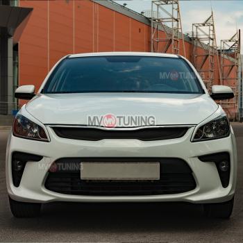 1 799 р. Реснички на фары MV-Tuning KIA Rio 4 FB дорестайлинг седан (2016-2020) (Неокрашенные)  с доставкой в г. Тамбов. Увеличить фотографию 1