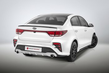 17 999 р. Задний бампер Kudos  KIA Rio  4 FB (2016-2020) дорестайлинг седан (Под парктроник и раздвоенный глушитель, Неокрашенный)  с доставкой в г. Тамбов. Увеличить фотографию 2