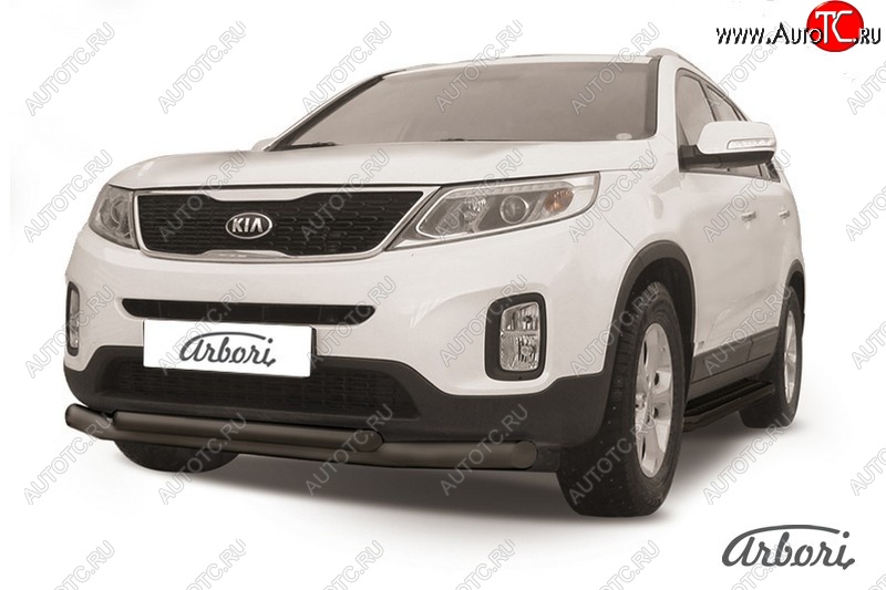 7 019 р. Защита переднего бампера Arbori (черная, 2 трубы d57 и 42 mm) KIA Sorento XM рестайлинг (2012-2015)  с доставкой в г. Тамбов