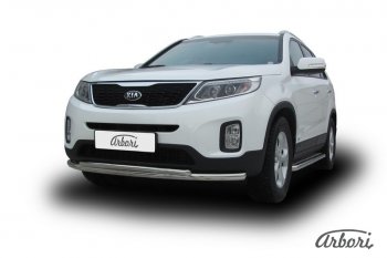 5 499 р. Защита переднего бампера Arbori (нержавейка, 2 трубы d57 и 42 mm) KIA Sorento XM рестайлинг (2012-2015)  с доставкой в г. Тамбов. Увеличить фотографию 2