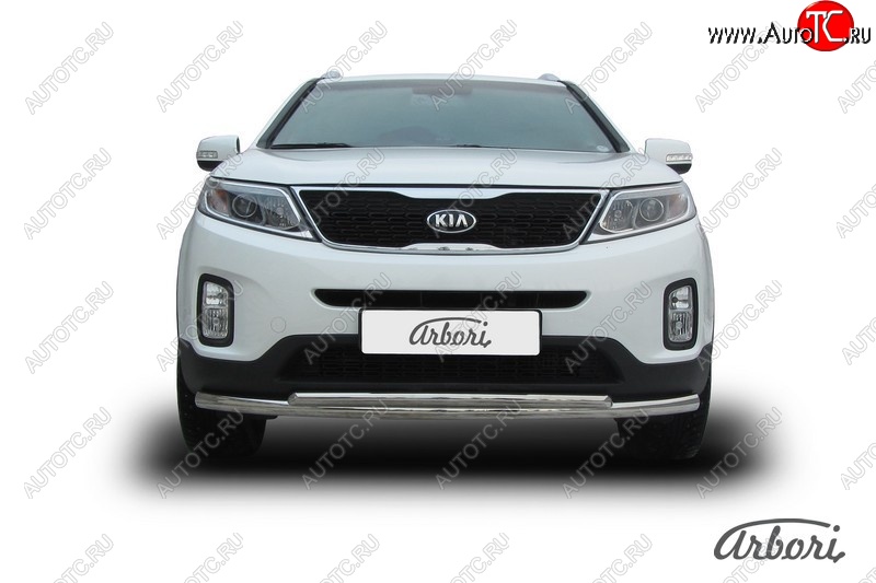 5 499 р. Защита переднего бампера Arbori (нержавейка, 2 трубы d57 и 42 mm) KIA Sorento XM рестайлинг (2012-2015)  с доставкой в г. Тамбов