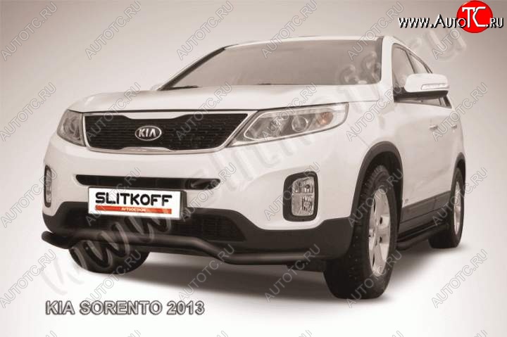 9 399 р. Защита переднего бампера из трубы d57 Slitkoff (волна)  KIA Sorento  XM (2012-2015) рестайлинг (Цвет: серебристый)  с доставкой в г. Тамбов