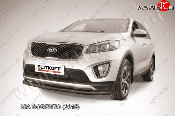 7 899 р. Защита переднего бампера из трубы d57 Slitkoff KIA Sorento UM/Prime дорестайлинг (2014-2018) (Цвет: серебристый)  с доставкой в г. Тамбов