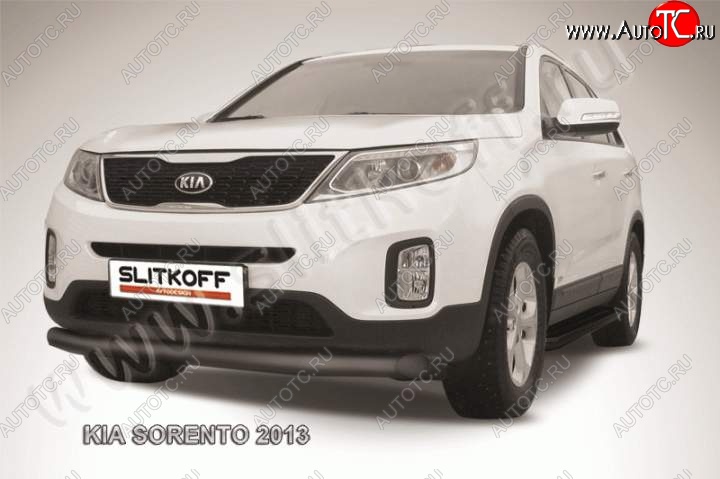 9 199 р. Защита переднего бампера из трубы d76 Slitkoff KIA Sorento XM рестайлинг (2012-2015) (Цвет: серебристый)  с доставкой в г. Тамбов