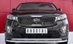 Одинарная защита переднего бампера диаметром 42 мм Russtal KIA Sorento UM/Prime дорестайлинг (2014-2018)