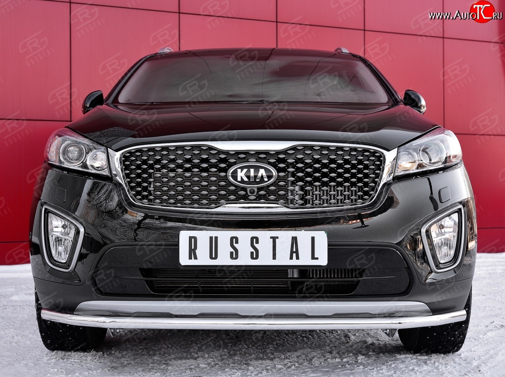 11 449 р. Одинарная защита переднего бампера диаметром 42 мм Russtal KIA Sorento UM/Prime дорестайлинг (2014-2018)  с доставкой в г. Тамбов