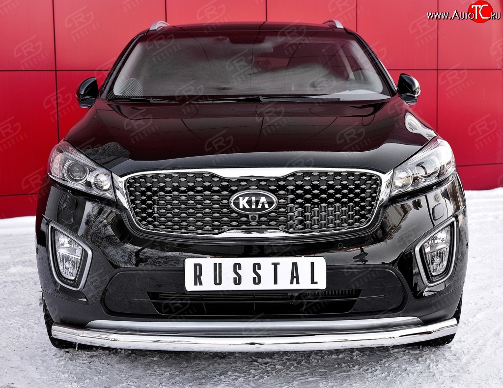 13 549 р. Одинарная защита переднего бампера диаметром 63 мм Russtal KIA Sorento UM/Prime дорестайлинг (2014-2018)  с доставкой в г. Тамбов