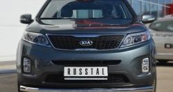 Одинарная защита переднего бампера диаметром 76 мм SLITKOFF KIA (КИА) Sorento (Соренто)  XM (2012-2015) XM рестайлинг