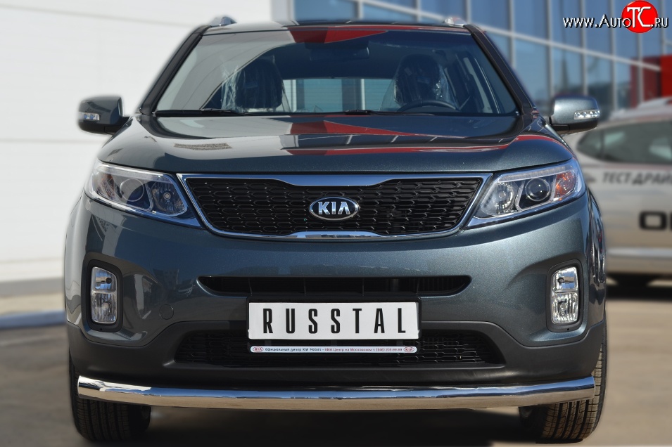 13 999 р. Одинарная защита переднего бампера диаметром 76 мм SLITKOFF  KIA Sorento  XM (2012-2015) рестайлинг  с доставкой в г. Тамбов