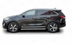 17 299 р. Защита порогов из круглой трубы диаметром 63 мм Russtal KIA Sorento UM/Prime дорестайлинг (2014-2018) (Защита порогов с со скосами на торцах (вариант 1))  с доставкой в г. Тамбов. Увеличить фотографию 3