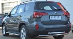 16 349 р. Защита заднего бампера (2 трубы Ø63 мм, нержавейка) SLITKOFF  KIA Sorento  XM (2012-2015) рестайлинг  с доставкой в г. Тамбов. Увеличить фотографию 3