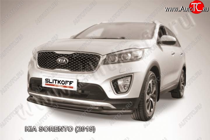 8 349 р. Защита переднего бампера из труб d57+d42 Slitkoff KIA Sorento UM/Prime дорестайлинг (2014-2018) (Цвет: серебристый)  с доставкой в г. Тамбов