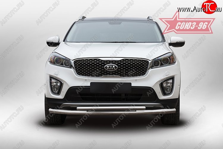 15 569 р. Защита переднего бампера двойная Souz-96 (d60/42) KIA Sorento UM/Prime дорестайлинг (2014-2018)  с доставкой в г. Тамбов