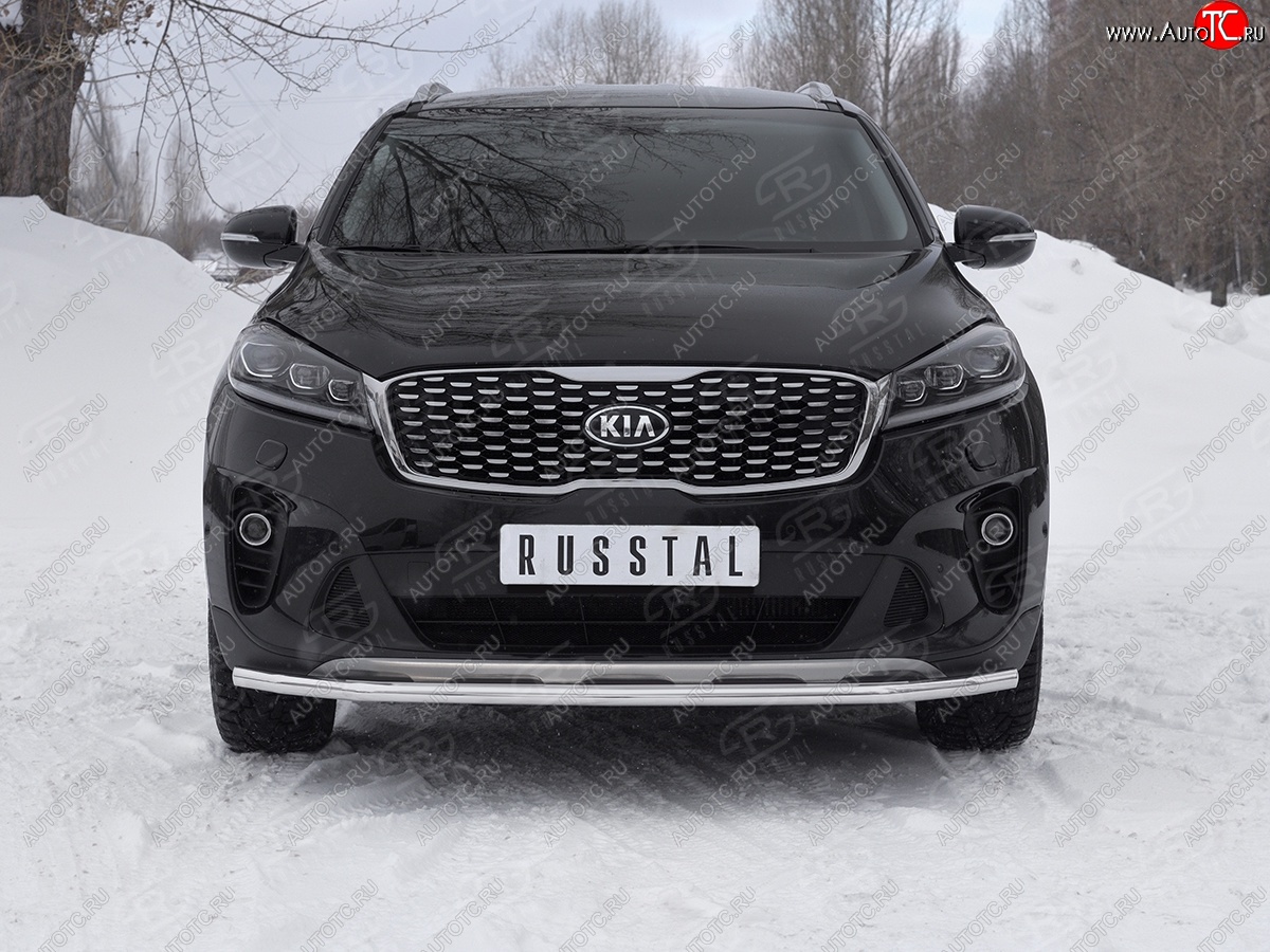 14 399 р. Защита переднего бампера (Ø42 мм, нержавейка) SLITKOFF  KIA Sorento  UM/Prime (2018-2020) рестайлинг  с доставкой в г. Тамбов