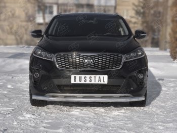 Защита переднего бампера (Ø63 мм, нержавейка) SLITKOFF KIA (КИА) Sorento (соренто)  UM/Prime (2018-2020) UM/Prime рестайлинг