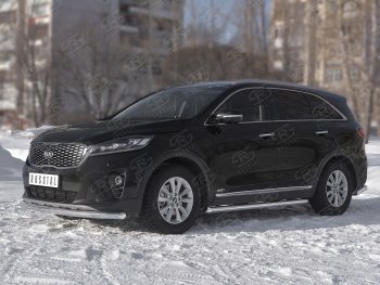 13 499 р. Защита переднего бампера (Ø63 мм, нержавейка) SLITKOFF  KIA Sorento  UM/Prime (2018-2020) рестайлинг  с доставкой в г. Тамбов. Увеличить фотографию 2