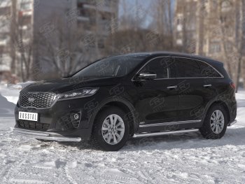 16 599 р. Защита переднего бампера (2 трубы Ø63 и 42 мм, нержавейка) SLITKOFF  KIA Sorento  UM/Prime (2018-2020) рестайлинг  с доставкой в г. Тамбов. Увеличить фотографию 2