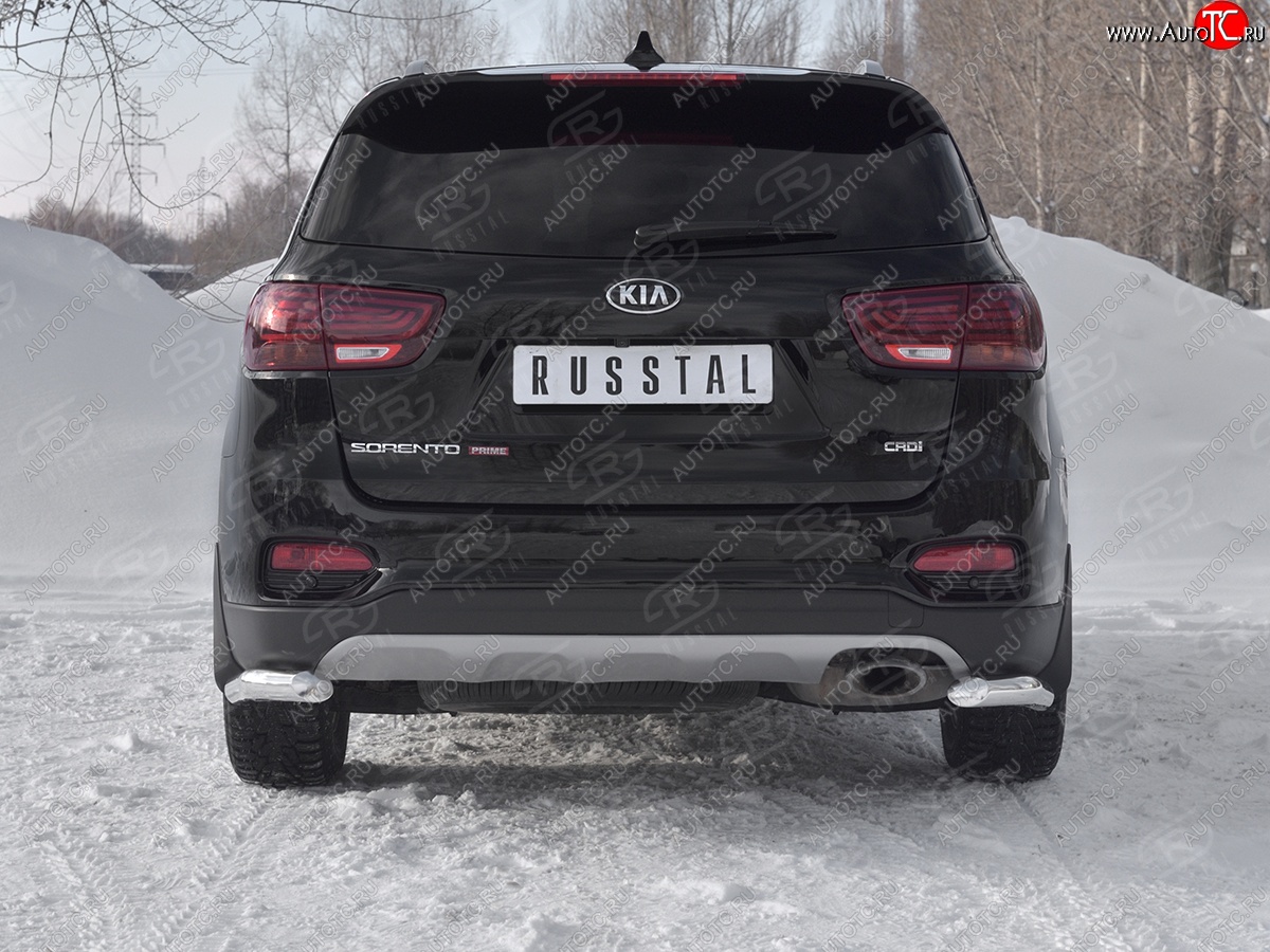 13 549 р. Защита заднего бампера (Ø63 мм уголки, нержавейка) Russtal KIA Sorento UM/Prime рестайлинг (2018-2020)  с доставкой в г. Тамбов