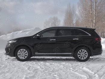 21 749 р. Защита порогов (Ø75x42 мм с проступью, нержавейка) Russtal KIA Sorento UM/Prime рестайлинг (2018-2020)  с доставкой в г. Тамбов. Увеличить фотографию 2