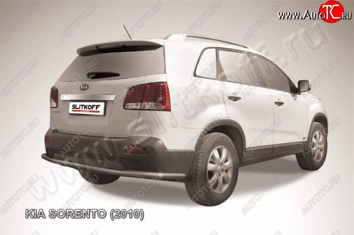 13 849 р. Защита заднего бампера из трубы d57 Slitkoff (длинная)  KIA Sorento  XM (2009-2012) дорестайлинг (Цвет: серебристый)  с доставкой в г. Тамбов