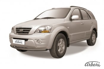 5 669 р. Защита переднего бампера Arbori (черная, 1 труба d57 mm).  KIA Sorento  BL (2002-2010) дорестайлинг, рестайлинг  с доставкой в г. Тамбов. Увеличить фотографию 1