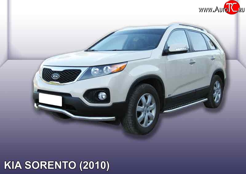 15 499 р. Фигурная защита переднего бампера диаметром 57 мм Slitkoff  KIA Sorento  XM (2009-2012) дорестайлинг (Нержавейка, Полированная)  с доставкой в г. Тамбов