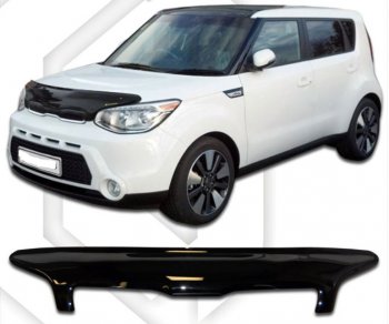 2 799 р. Дефлектор капота CA-Plastic  KIA Soul  PS (2014-2016) дорестайлинг (Classic черный, Без надписи)  с доставкой в г. Тамбов. Увеличить фотографию 1