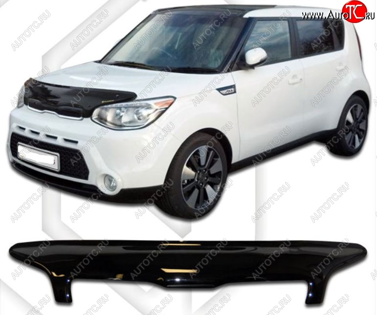 2 799 р. Дефлектор капота CA-Plastic  KIA Soul  PS (2014-2016) дорестайлинг (Classic черный, Без надписи)  с доставкой в г. Тамбов