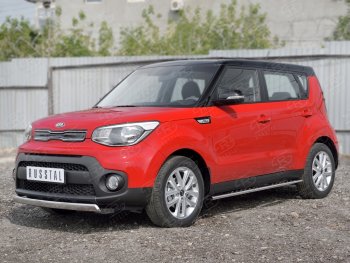 10 349 р. Защита переднего бампера (Ø75х42 мм, нержавейка) Russtal KIA Soul PS дорестайлинг (2014-2016)  с доставкой в г. Тамбов. Увеличить фотографию 3