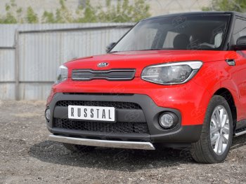 10 349 р. Защита переднего бампера (Ø75х42 мм, нержавейка) Russtal KIA Soul PS дорестайлинг (2014-2016)  с доставкой в г. Тамбов. Увеличить фотографию 4