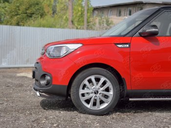 Защита переднего бампера (Ø75х42 мм, нержавейка) Russtal KIA Soul PS дорестайлинг (2014-2016)