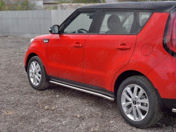 15 299 р. Защита порогов из круглой трубы диаметром 42 мм Russtal v3 KIA Soul PS дорестайлинг (2014-2016)  с доставкой в г. Тамбов. Увеличить фотографию 3