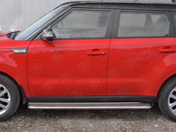 26 699 р. Широкая защита порогов с трубой диаметром 42 мм Russtal v3 KIA Soul PS дорестайлинг (2014-2016)  с доставкой в г. Тамбов. Увеличить фотографию 2