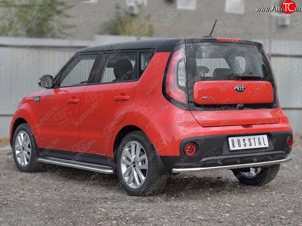 12 749 р. Одинарная защита заднего бампера диаметром 42 SLITKOFF  KIA Soul  PS (2014-2016) дорестайлинг  с доставкой в г. Тамбов