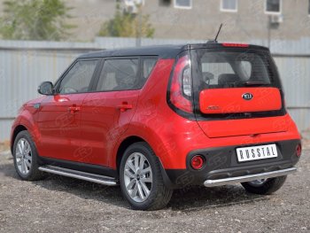 12 999 р. Одинарная защита заднего бампера из трубы диаметром 63 мм SLITKOFF  KIA Soul  PS (2014-2016) дорестайлинг  с доставкой в г. Тамбов. Увеличить фотографию 2