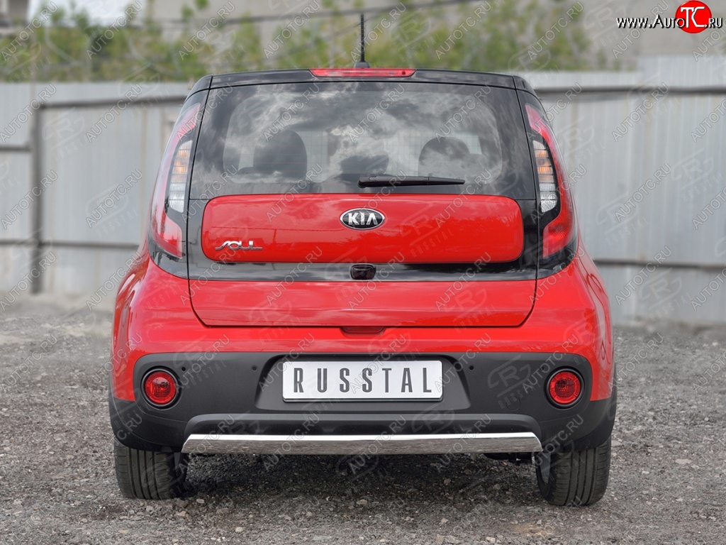 10 349 р. Защита заднего бампера (Ø75x42 мм, нержавейка) Russtal  KIA Soul  PS (2014-2016) дорестайлинг  с доставкой в г. Тамбов